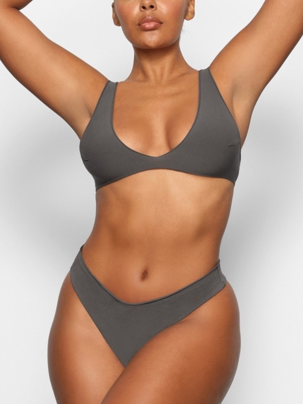 SKIMS Raw Edge Intimates Triangle Bralette in Gunmetal. Size XS.